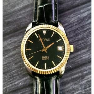 Rare Benrus Smoke Swiss Diamond President Watch Fluted Bezel